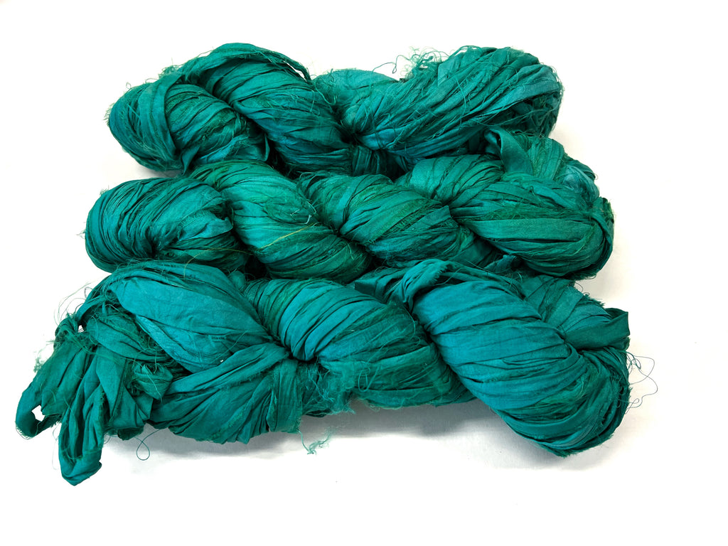 Jewel Blues Deep Blue & Turquoise/Teal Recycled Sari Silk Ribbon 5 Yar –  The Spinnery Store