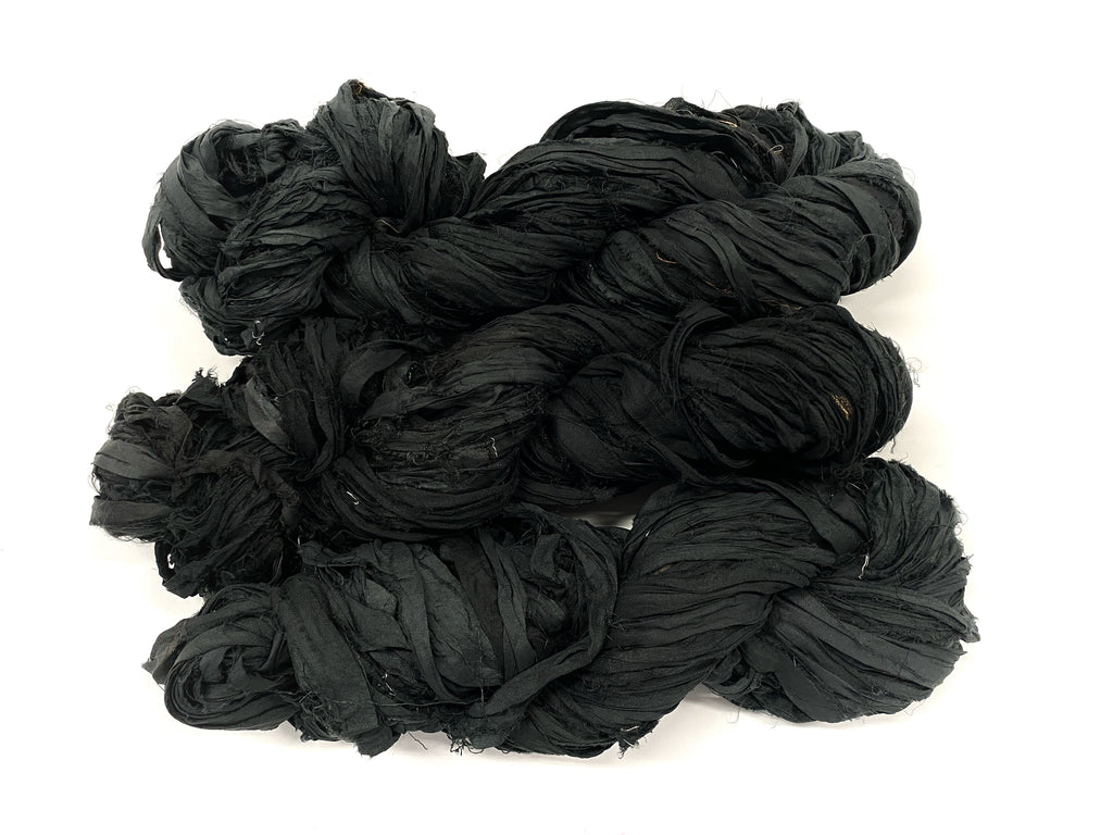 Sari silk ribbon yarn, wide strips. Ox blood, dark red. – Yarn Yarn