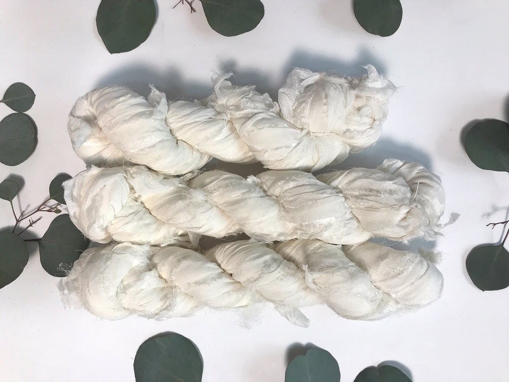 Multicolor Textured White, Undyed, Natural Chiffon Sari Silk