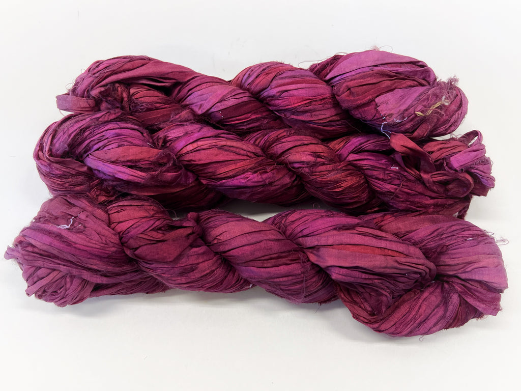 100g Sari SILK Ribbon Yarn Purple Multi