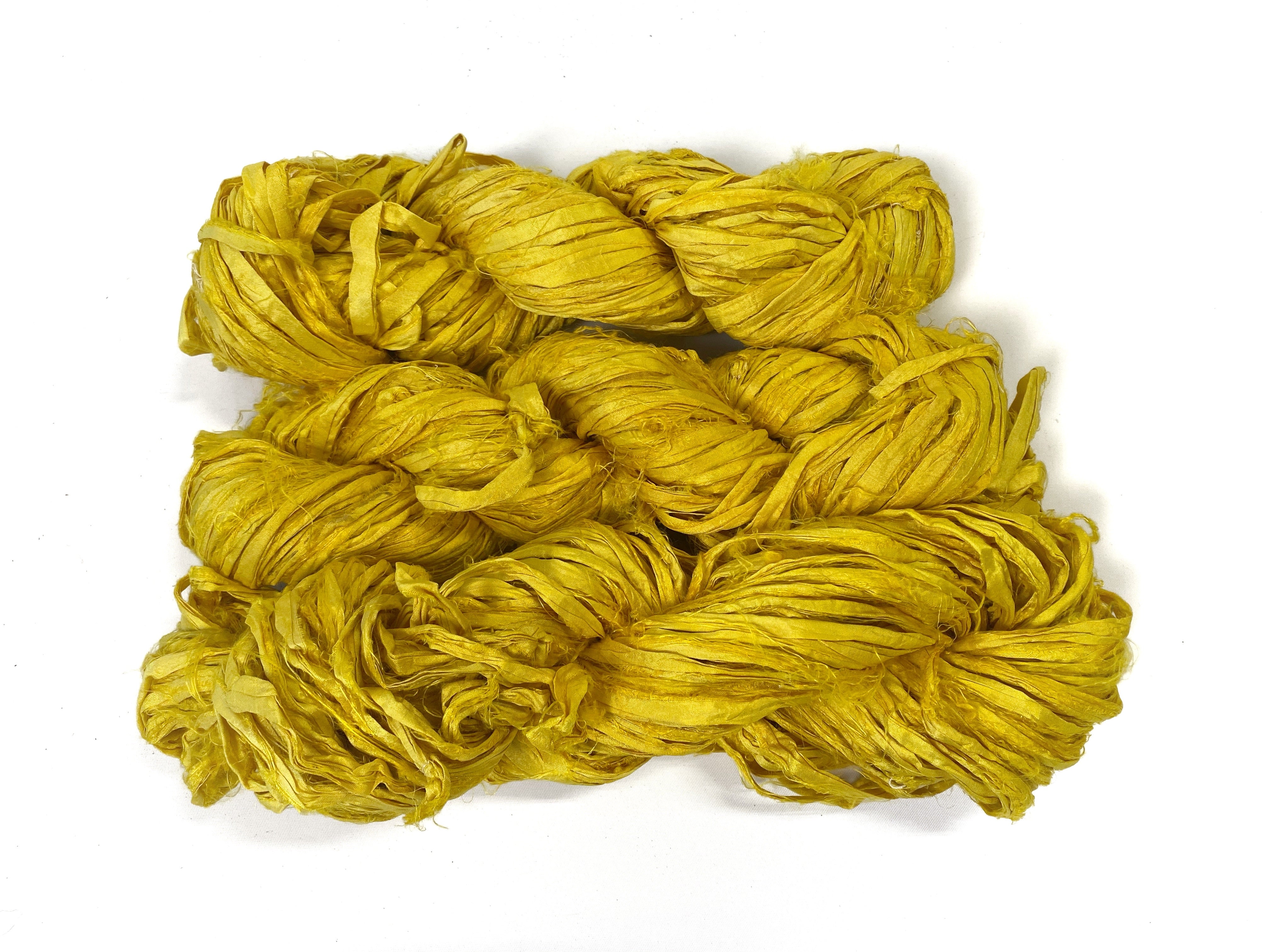 Merigold Sari Silk Ribbon Wide Cut Strip100gm Vibrant Yellow 